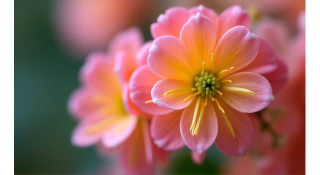 Delicate pink and yellow Grevillea flower with intricate stamen